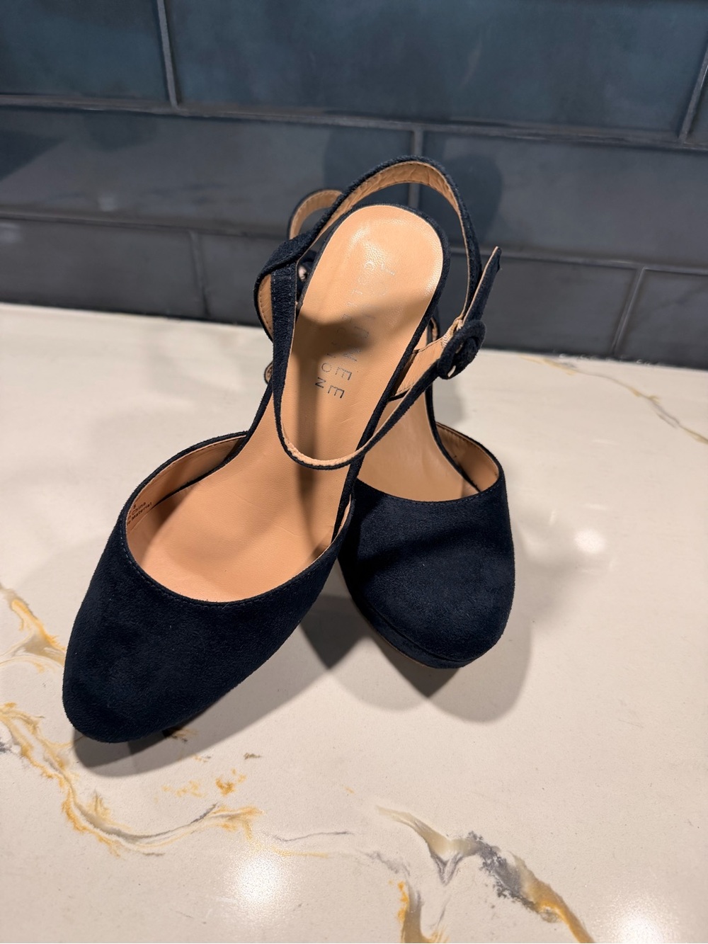 Journee Collection Black Suede Slingback Heels